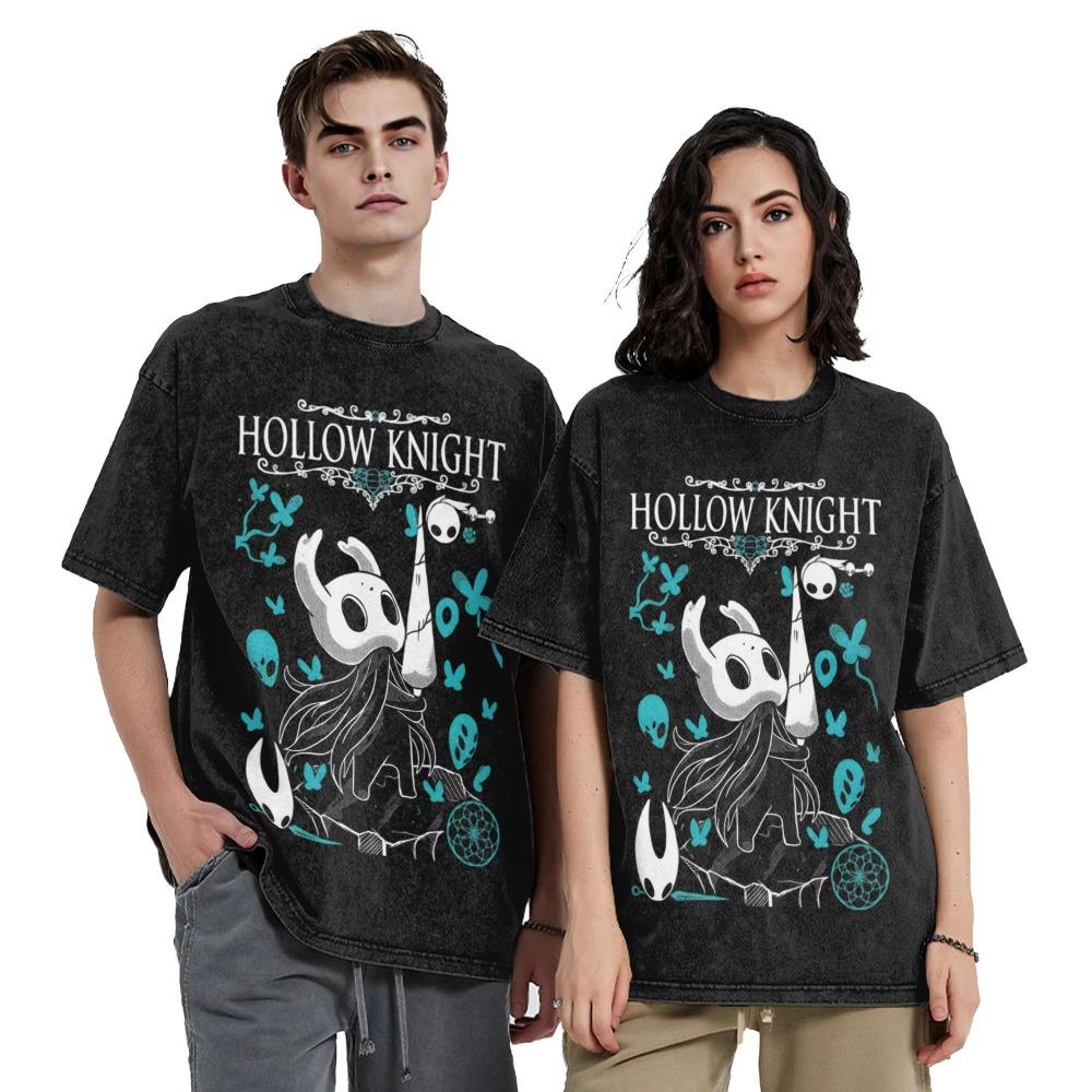 Mode Vintage Herren- und Damen-T-Shirt Hollow Knight Print T-Shirt Locker Kurzarm Streetwear Sommer Lässig Kinder Oberteile Kleidung