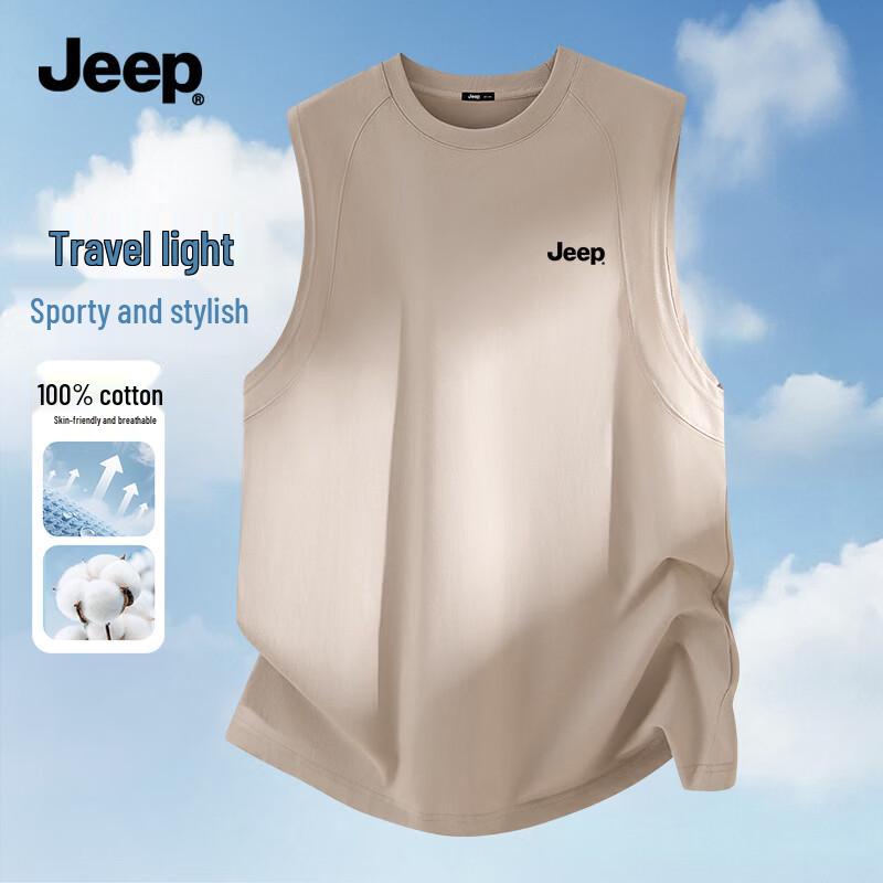 Jeep Men s Breathable Cotton Sleeveless T-Shirt 4XL