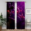 Five Nights At Freddy's Tulle for Bedroom Modern Living Room Curtains 2 Pieces Window Curtain Shades Halloween Decoration Camera