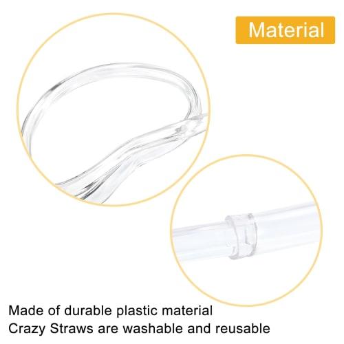 uxcell Reusable Transparent Plastic Straws for Glasses, Funny Straws, Birthday Party Decorations, 125/350/630mm, Pack of 16