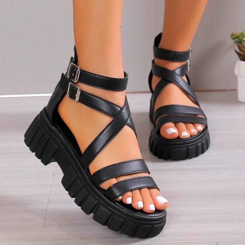 

Shoes Female 2024 Hot Sale Buckle Strap Women s Sandals Summer Leisure Beach Sandals Women s Open Toe Thick Sole Sandals