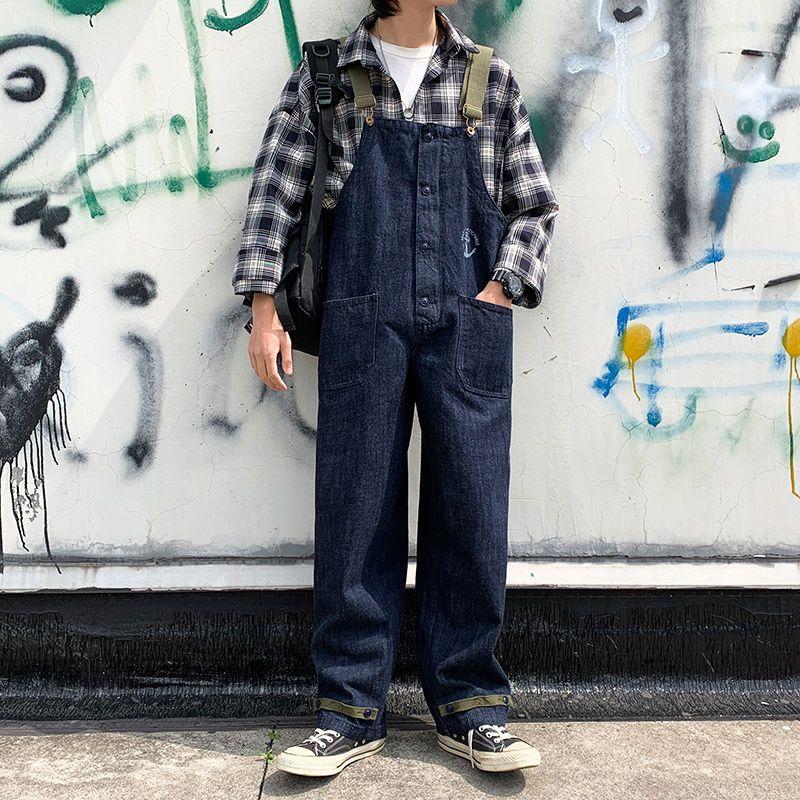 Retro Casual Overalls Men's Loose Casual Trend Spring and Autumn Men's Casual Trousers Tide Brand Wide-leg Pants Men
