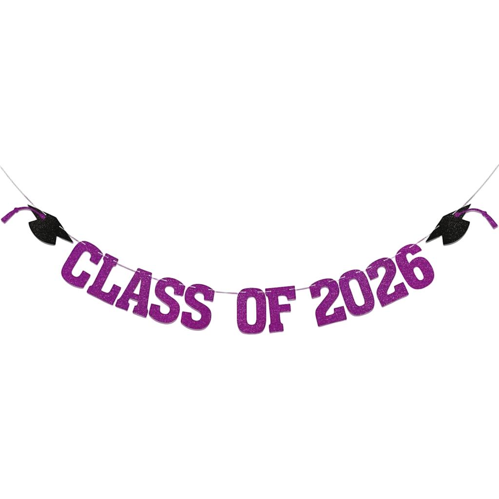 2026 Graduation Party Decoration Decoration Sparkling String Flag Hat Pulling Flower