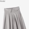 ZANZEA Woen Elastic Waist Solid Color Loose Casual Wide Leg Pants