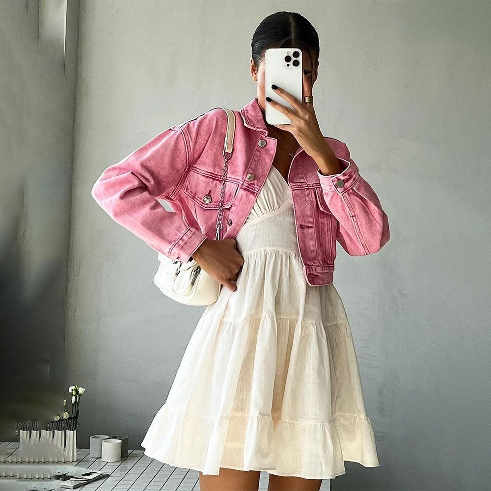 Pure cotton suspender dress, European and American summer sleeveless sexy slim back, hot girl suspender dress