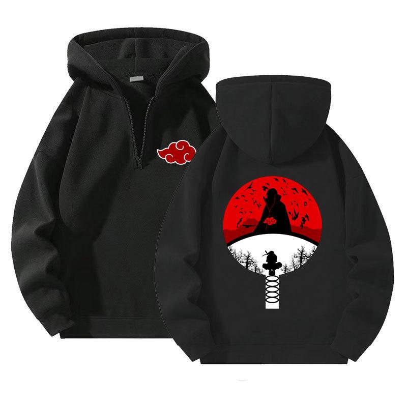 Naruto Anime Pulovr Mikina se čtvrtinovým zipem a kapucí Sportovní Outdoorová Mikina Ležérní Dlouhý Rukáv Pánské Oblečení Mikina Streetwear
