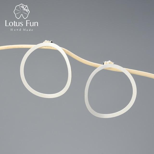

Серьги-кольца Lotus Fun из 18-каратного золота в стиле минимализма с большими круглыми подвесками для женщин, 925 пробы, роскошные ювелирные изделия, новый женский тренд серебряный