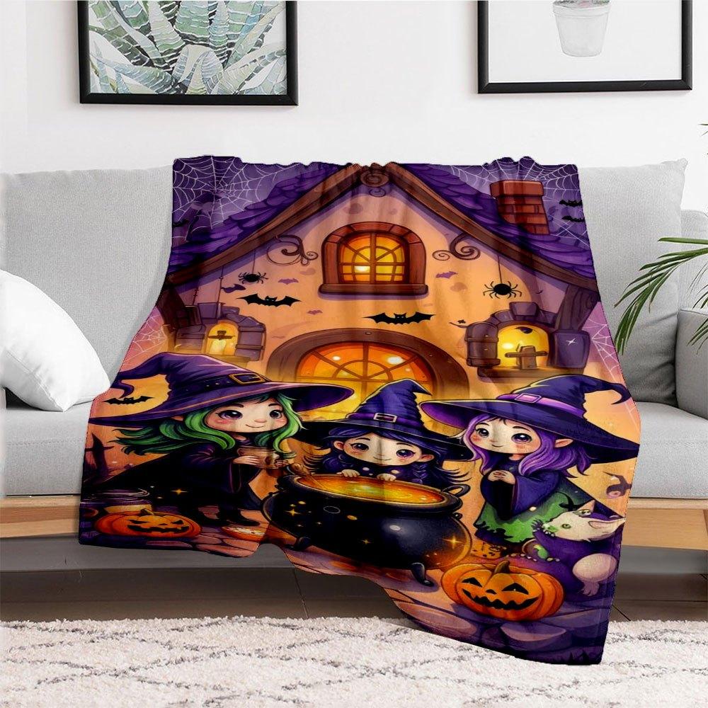 "Halloween Witch Party Decorations: Cauldron Spell Kit"Blanket Flannel Throw Blanket for Sofa, Bed, Travel, Camping, Office