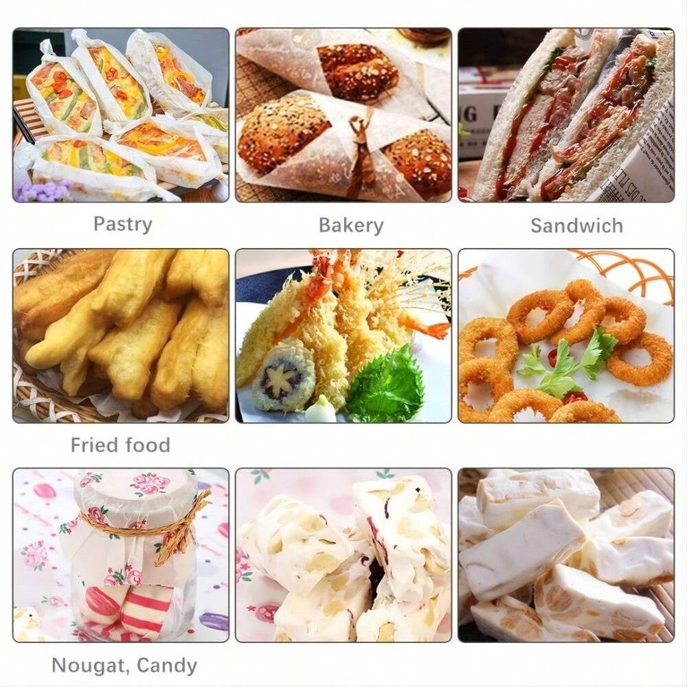 50Pcs/Lot Wax Paper Food Wrappers Wrapping Paper Food Grade Grease Paper For Bread Sandwich Burger Oilpaper Kitchen Baking Tool