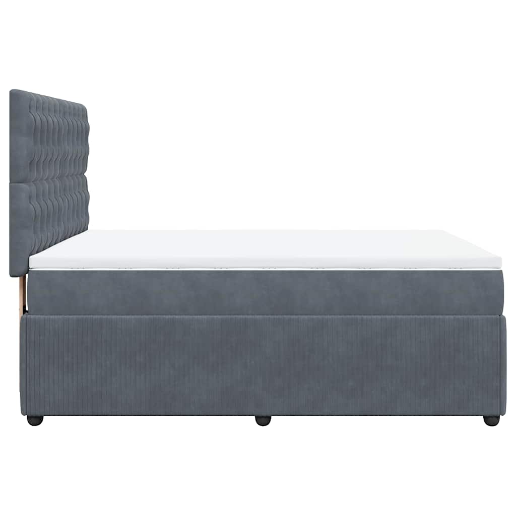 Vidaxl Letto Continentale Con Materasso, Grigio Scuro, 140X200Cm Velluto