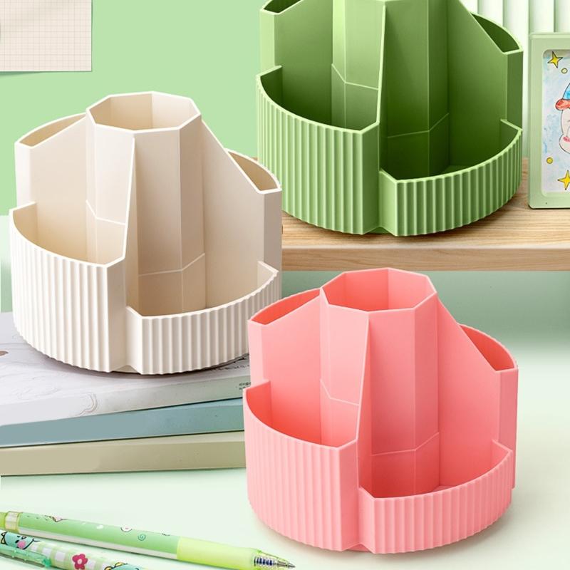 Multifunctional Rotating Desk Organizer Spacious Storage For Pens Scissors School Office Supplies