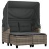Vidaxl 2-Os. Gartensofa, Dach und Fußstützen, Hellgrau, Rattan PE