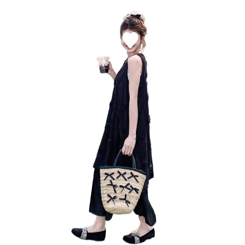 Black New Product Super Good-looking Suspender Dress Women's Summer Dopamine High-end Seaside Vacation Beach Vest Long Dress