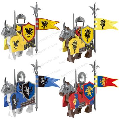 GH0365 Black Falcon Knights Action Figures Heavy Armor Knights Medieval Creative Building Blocks Accessory Toys for Kids Gifts