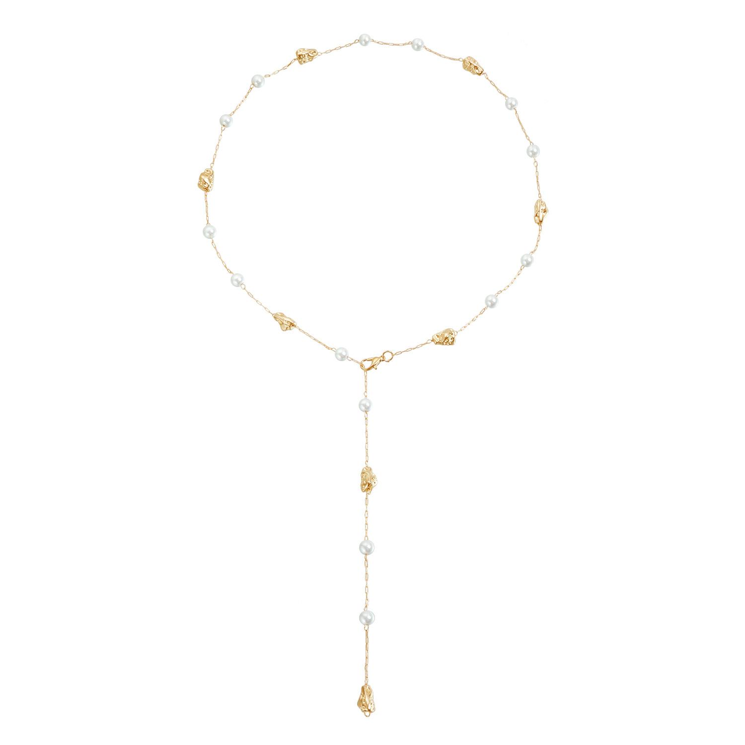 

Metal irregular pearl Y-shaped necklace ins personality temperament trendy street auction item jewelry золотой