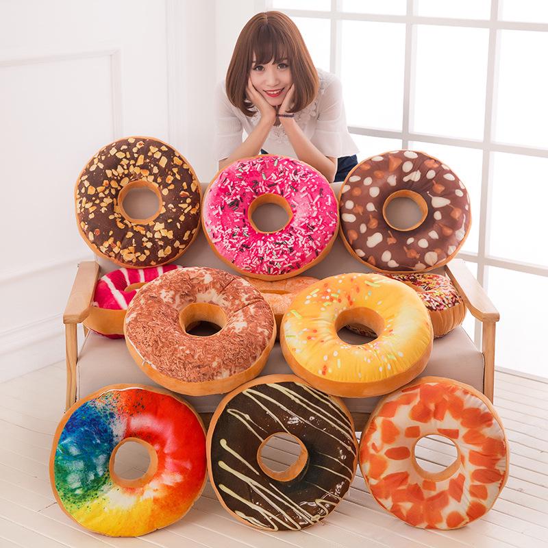 Sweet Donut Shaped Pillow Cover Only No Insert Cute Plush Sofa Decorative Cushion Case