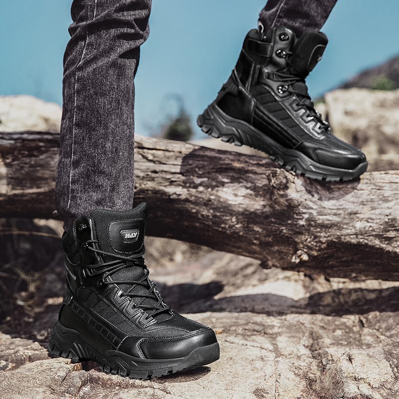 New Autumn Winter Men's Boots Outdoor Non-slip Male Hiking Boots Breathable Men Work Ankle Boots Men Motorcycle Boots Size 39-46