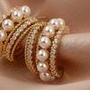 1011 new trendy girl 911 silver needle curved pearl personalized earrings, stud earrings temperament earrings E8011