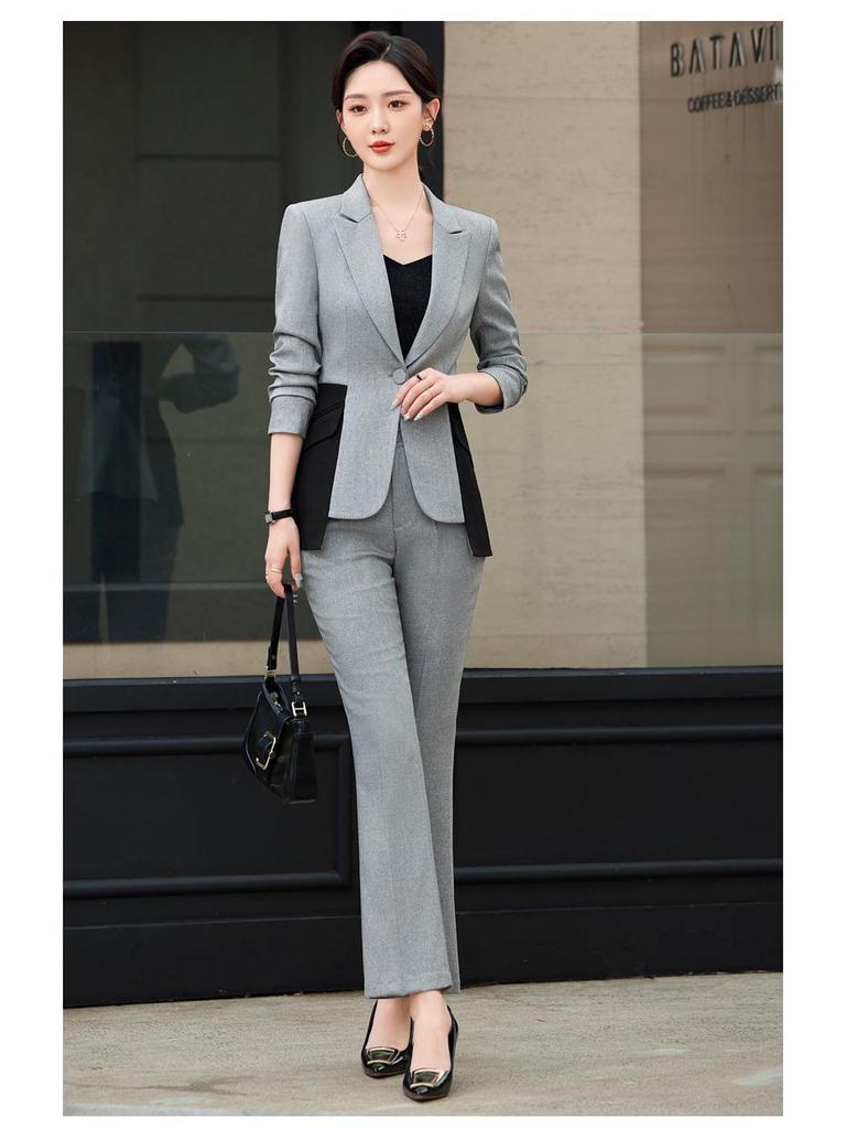 Autumn/Winter 2024 Women's Elegant Suit Jacket & Pants Set for Formal Wear.