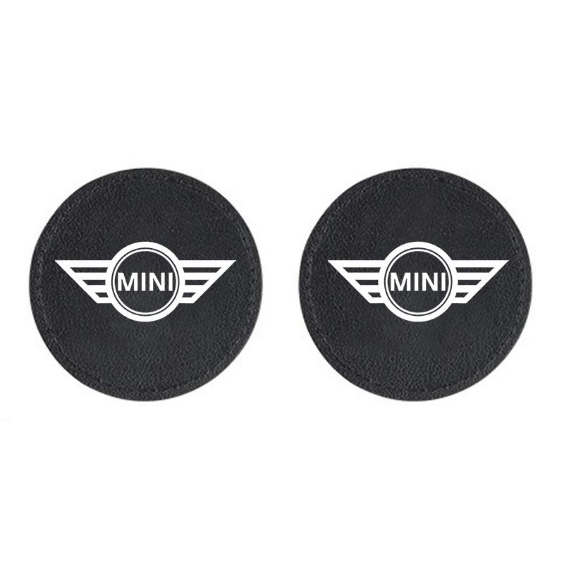 Leather Water Cup Mat Car Accessories Silent Coaster For BMW Mini Works Cooper R50 R53 R55 R56 R60 R61 F54 F55 F56 F60 Clubman