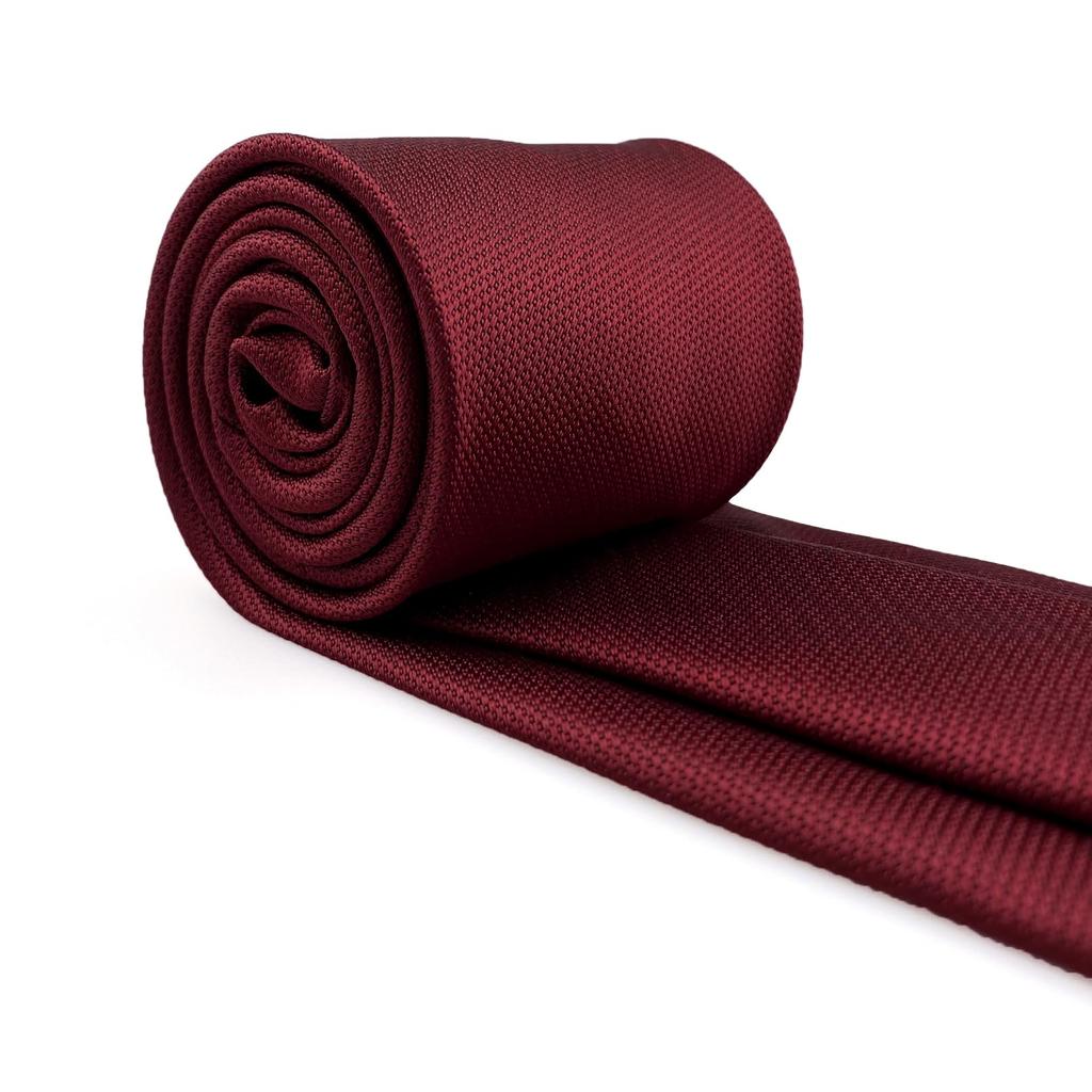 SHLAX&WING Plain Red Silk Tie for Men, Long and Narrow, 6cm