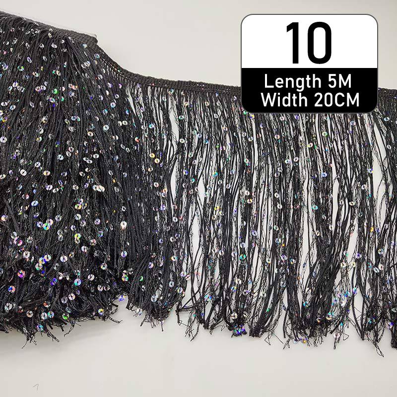 5 Meter Polyester Sequins Tassel Fringe 20cm Lace Trim Ribbon Sew Latin Dress Stage Garment Curtain Diy Accessorie