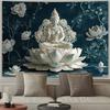 1pc Elegant Pearl Lotus Buddha Tapestry - Polyester Fabric, Machine Washable, Suitable for Living Room, Bedroom, Office