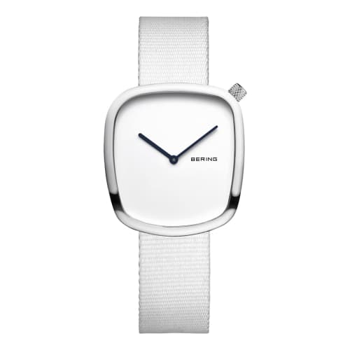 

BERING Pebble White Stainless Steel Quartz Watch for Men and Women (Unisex) with Mesh Strap (18034-007) - Officially Imported, 3-Year Warranty, Scratc