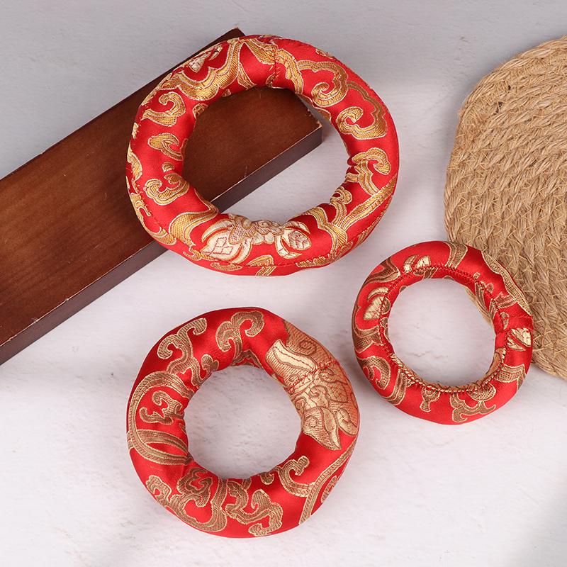 8/10/12cm Kırmızı İpek Yastık Minder Buddha Ses Kasesi Altlığı Tibet Singing Bowl İçin Nepal'de Kase Minderi Budizm Ürünleri