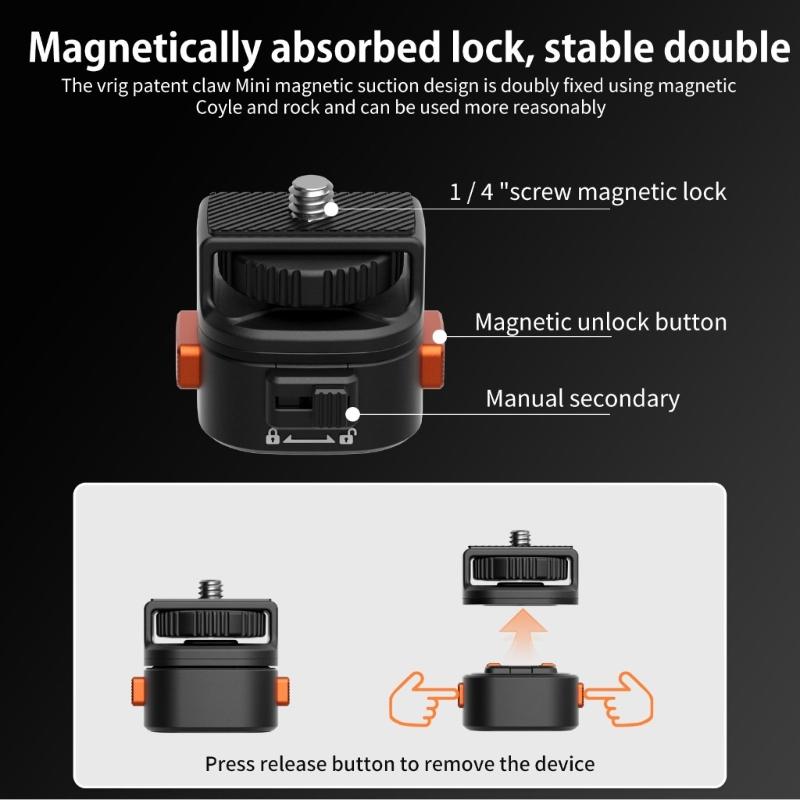 Bezpečný magnetický držák kamery se zajištěním Pro kamery se šroubem 1/4 palce pro závit stativu Příslušenství Rychlé přepínání
