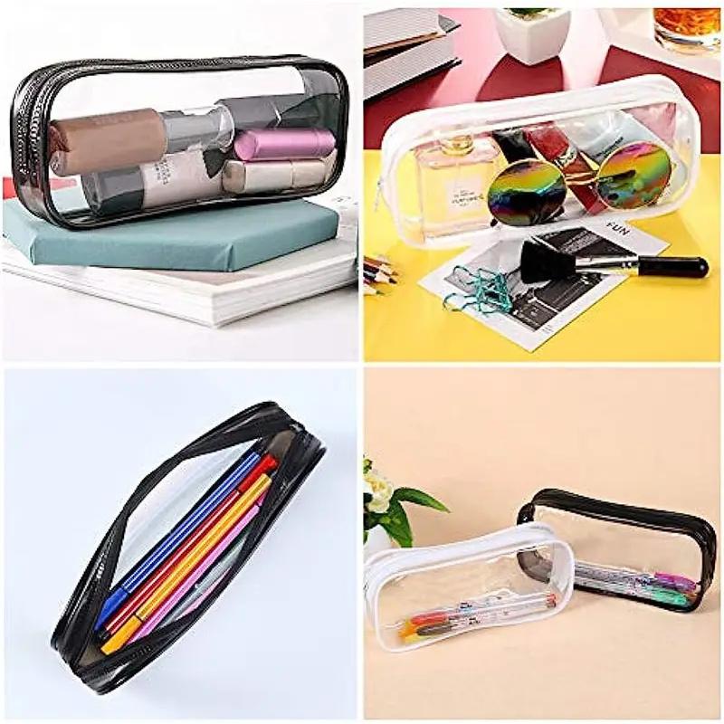 Solid Color Transparent Waterproof Pencil Case – Large Capacity Makeup & School Supply Organizer for Girls and Office Use
