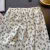 Women's Vintage Brown Floral Print High Waist A Line Skirt