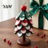 Durable Table Mat Christmas Tree Wooden Trivets, Pine Wood Potholders with Storage Stand, Festive Restaurant Accessory Heat Resistant Foldable