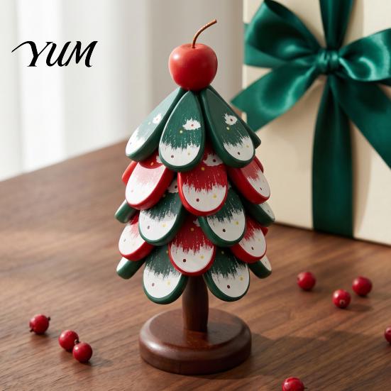 Durable Table Mat Christmas Tree Wooden Trivets, Pine Wood Potholders with Storage Stand, Festive Restaurant Accessory Heat Resistant Foldable