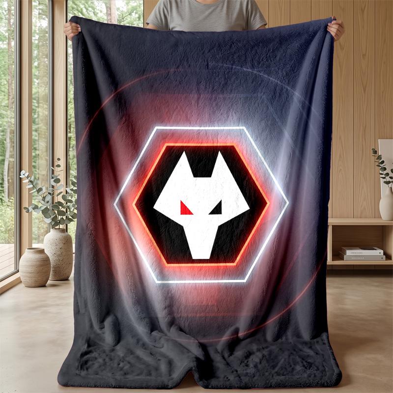 Wolverhampton Wanderers Football Print Flannel Blanket, Soft Warm Lightweight Throw Blanket for Sofa Bed Camping