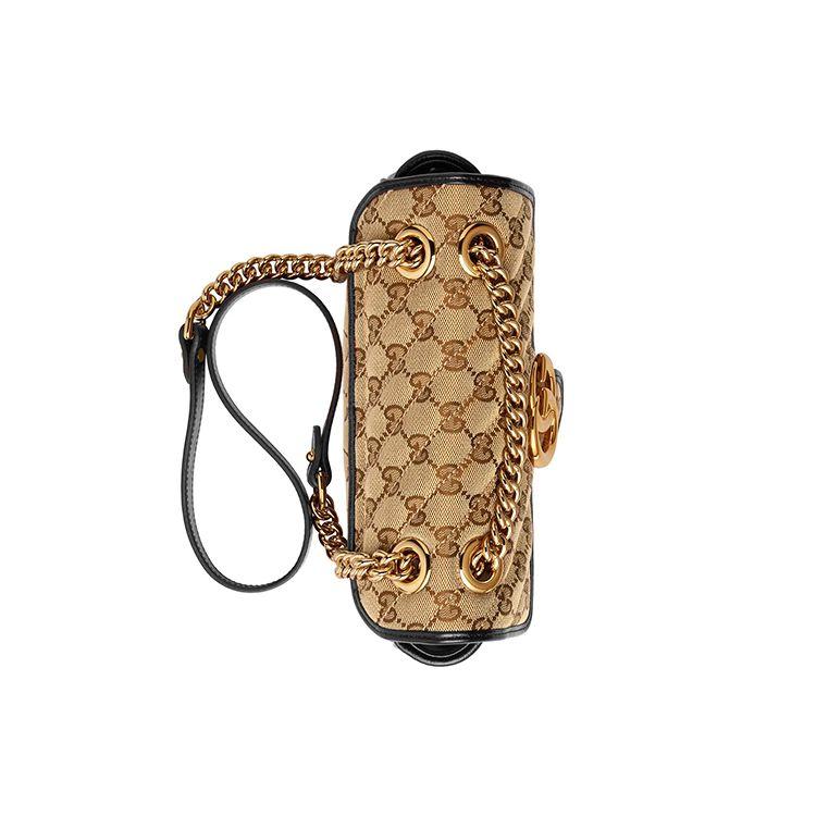 Gucci GG Marmont Mini Bag Beige Ebony/Nero Women Bags Tan 446744-HVKEG-9772