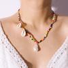 Colored Rice Bead Bohemian Star Necklace, Simple And Versatile Summer Pearl Shell Pendant Necklace Women