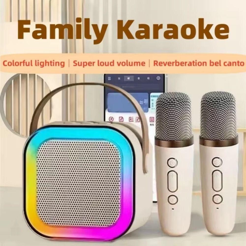 Bluetooth Audio Mini Karaoke Machine with 1/2 Wireless Microphones Karaoke Microphone Outdoor