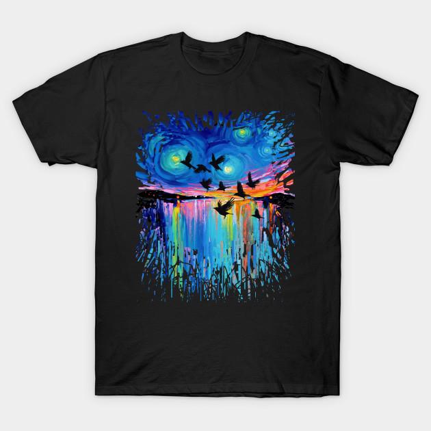 Men Black Print T-shirt Murder At Sunset No-Cut Transfer Paper Print Cotton Tshirt M чёрный