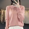 GMXIA Autumn and Winter Knitted Sweater, Women's POLO Neck Solid Color Long-sleeved Sweater, Loose Solid Color Knitted Base Layer