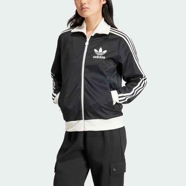 Adidas Originals Beckenbauer Track Top Retro Sports Stand Collar Color Block Long Sleeve Jacket Women Jacket Black IR6089
