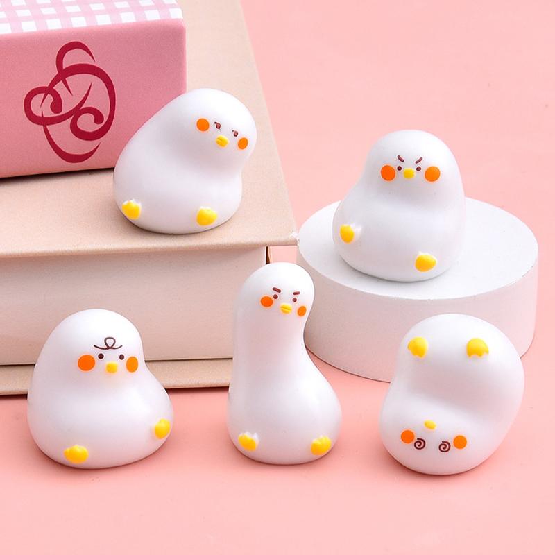 6Pcs Cute Mini White Duck Resin Figurines With Adorable Funny Expressions Perfect For Home Desk Decor And Diy Craft Gifts