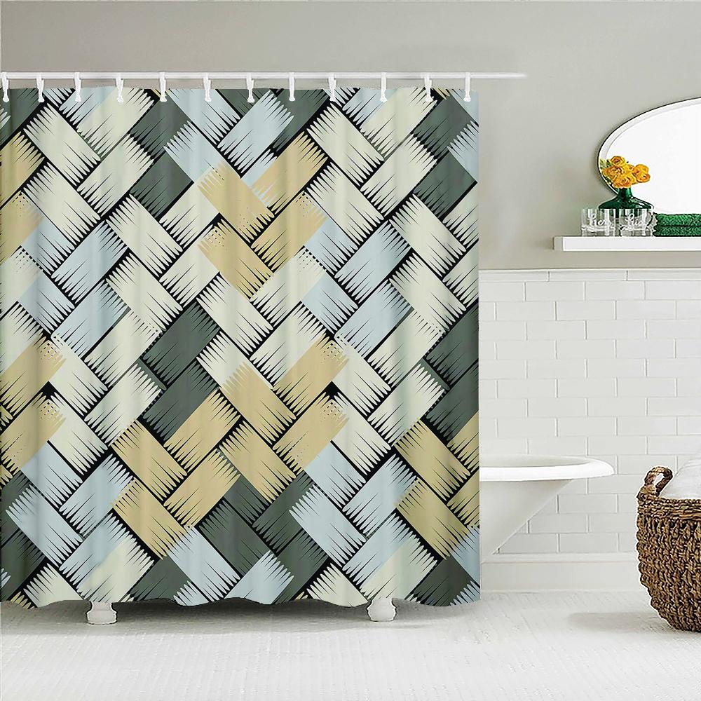 Geometrisches Muster Druck Duschvorhang Badezimmer 3D Wasserdicht Stoff Duschvorhänge Groß 180X200cm Für Badezimmer Vorhang