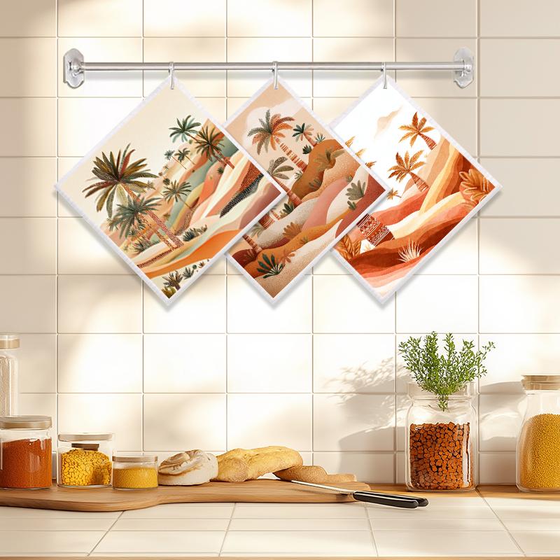 

6PCS Cleaning Dishcloths Reusable Kitchen Dish Towels Desert Tree Pattern Dishcloth Absorbent Lint Free Cloth Washable Duster Rags Tea Towels J107A-3PCS