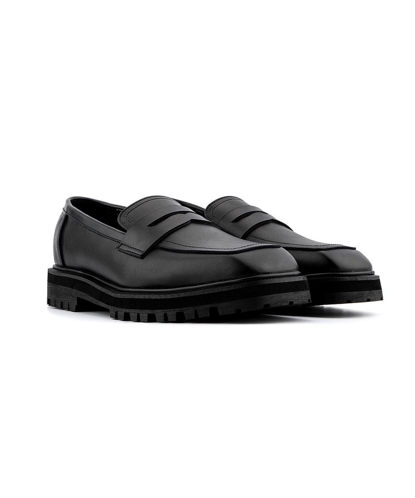 Miamiproject 2191 Getafe Cowhide Square-Toe Penny Loafers Vantablack