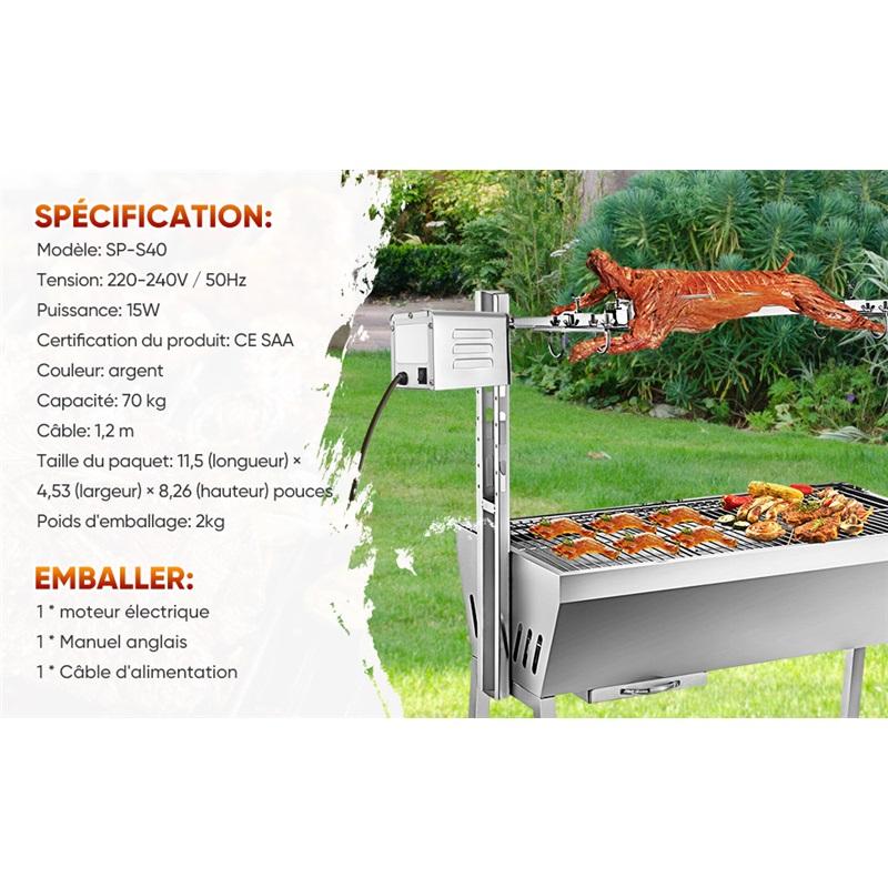 Grill Roaster Electric Motor Goat Pig Chicken BBQ Spit Rotisserie Outdoor Barbecue Accessories SP-S40 Stainless Steel