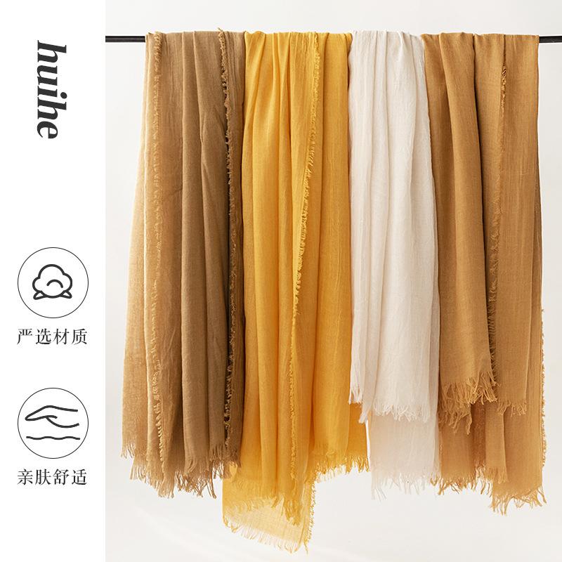 Cross Border Spring/Summer Scarf Solid Color Versatile Sunscreen Shawl Women's Premium Silk Headscarf Wholesale