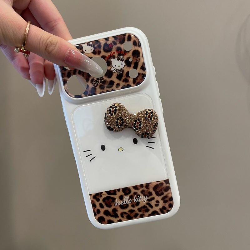 

Glitter Leopard KT Cat Phone Case - Compatible with iPhone 15, 16 Pro/Max, 17 Pro Max Korean Niche Style. iPhone15