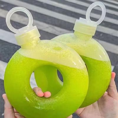 500 ml/350 ml süße Donut Kinder Wasserflasche auslaufsicherer Reisebecher mit Griffring Anti-Fall transparente Trinkflasche
