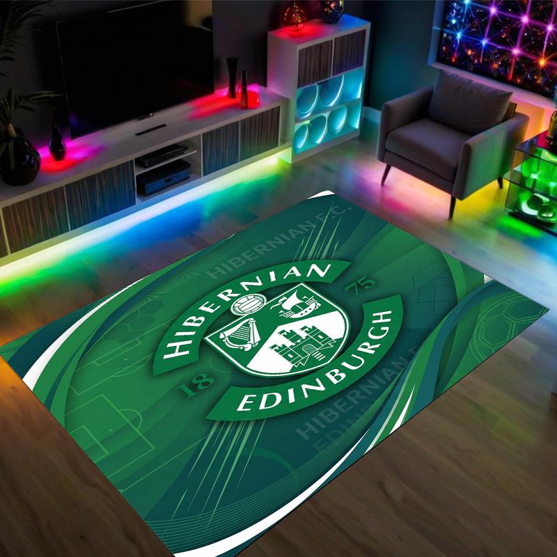 Hibernian FC Design Crystal Velvet Carpet Cozy Non?Slip Printed Rug For Bedroom Living Room Entrance